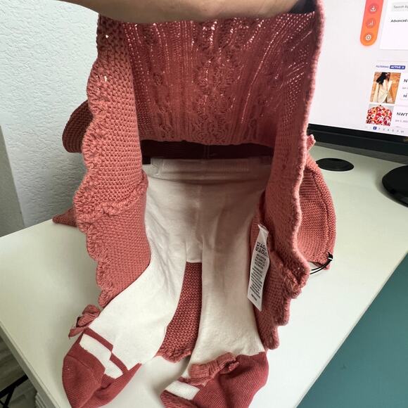 NWT Rachel Zoe Baby Dusty Rose 4 piece Cable Knit Sweater Dress Set 3 - 6 months - Picture 2 of 8